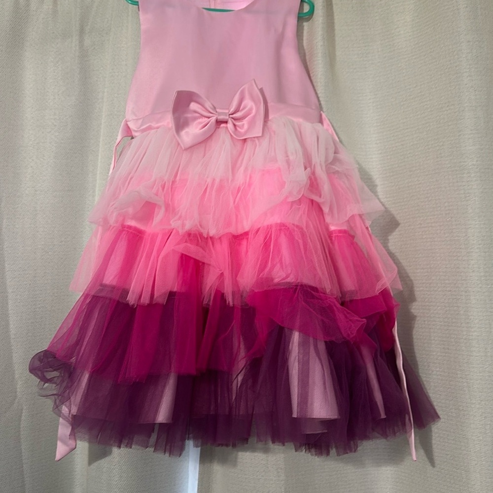 Pink and Purple Tulle Dress with Bow